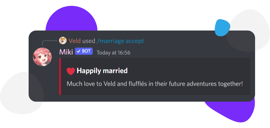 someone using the /marry command